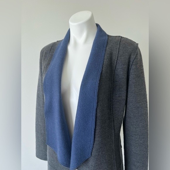 Icelandic Design Gray Blue Wool Open Sweater S Blazer Jacket - Picture 2 of 7
